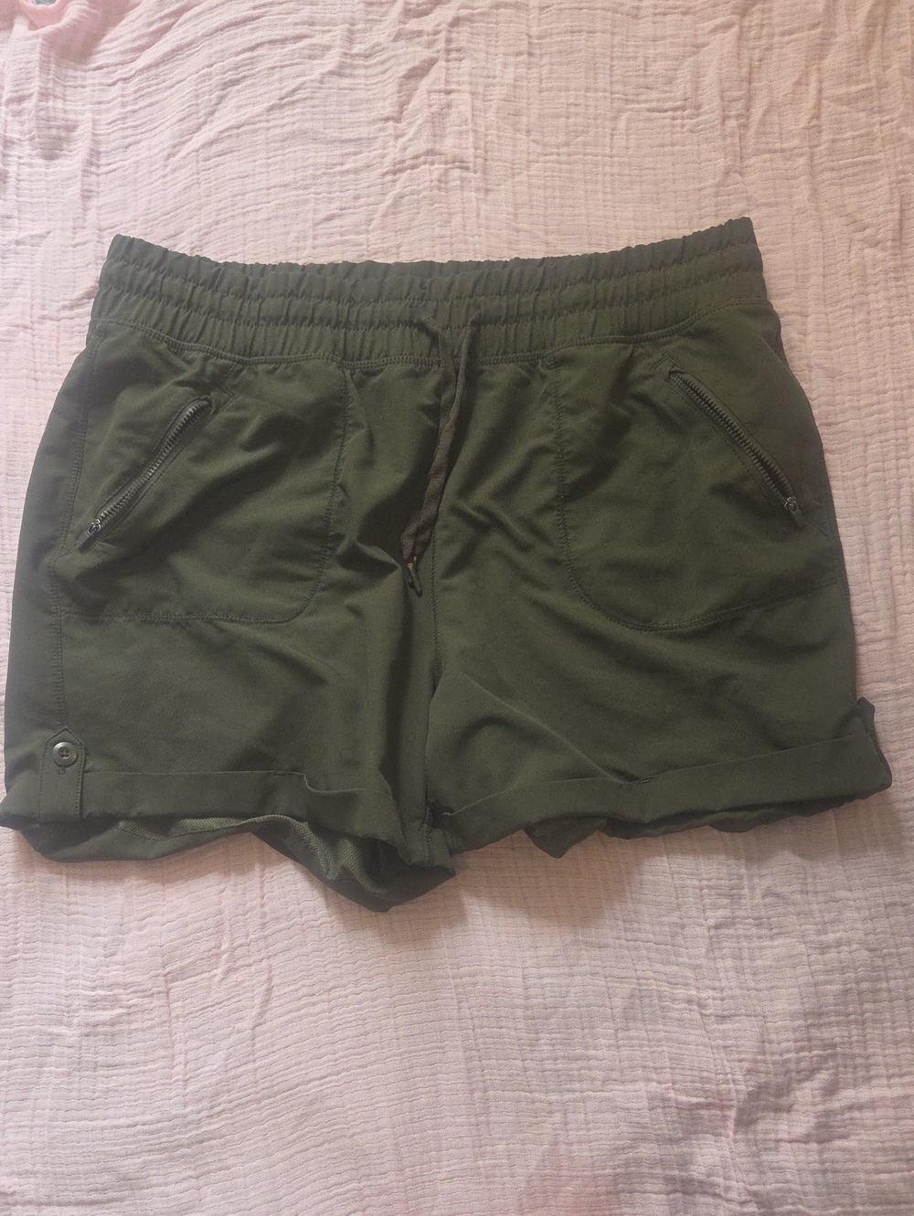 TANGERINE WOMAN'S OLIVE POLYESTER SHORT SHORTS WITH POCKETS SZ XL